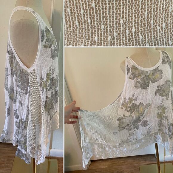 Gray Floral Shark Bite Swing Tank with Lace - Picture 2 of 2